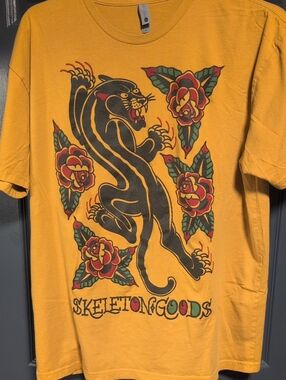 Skeleton Goods Black Panther Graphic Tee in Mustard Yellow